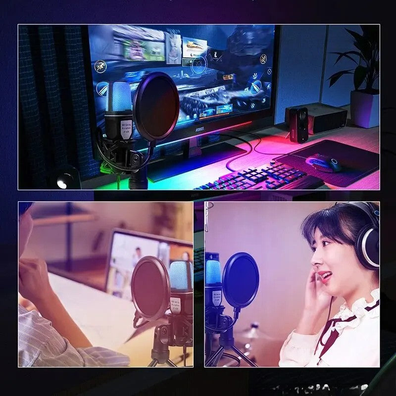Micro Sur Pied RGB Condensateur | pour Gaming, Podcast et Studio PC