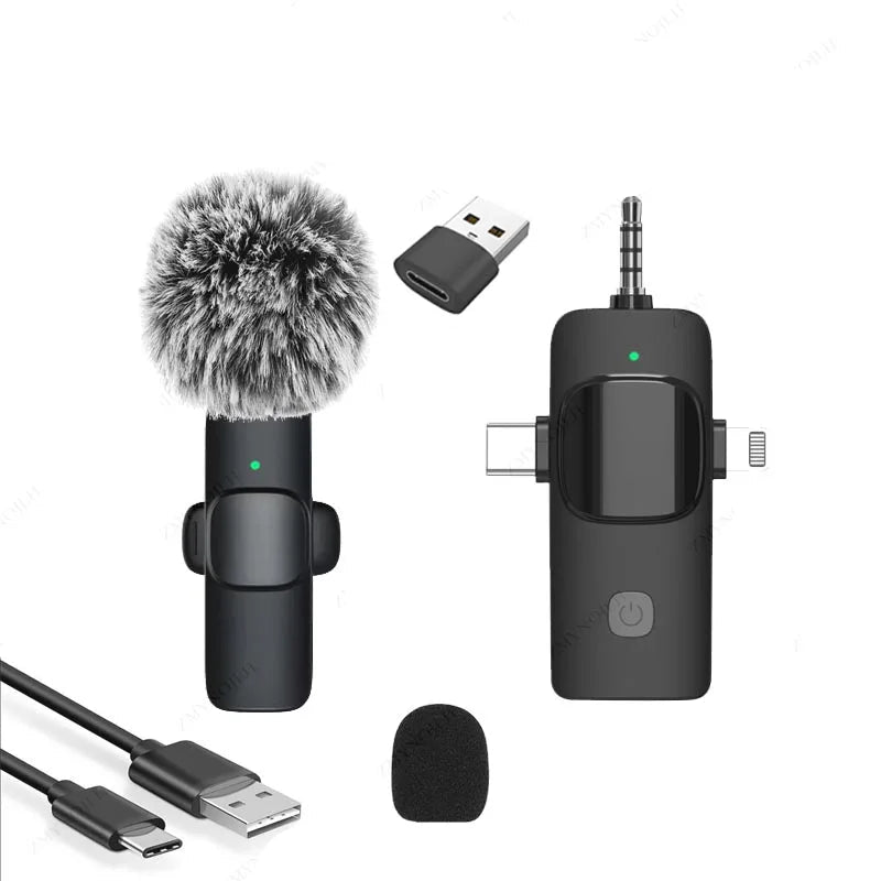 Micro Cravate Professionnel 4-en-1 | Sans Fil, iPhone, Android, 3.5mm