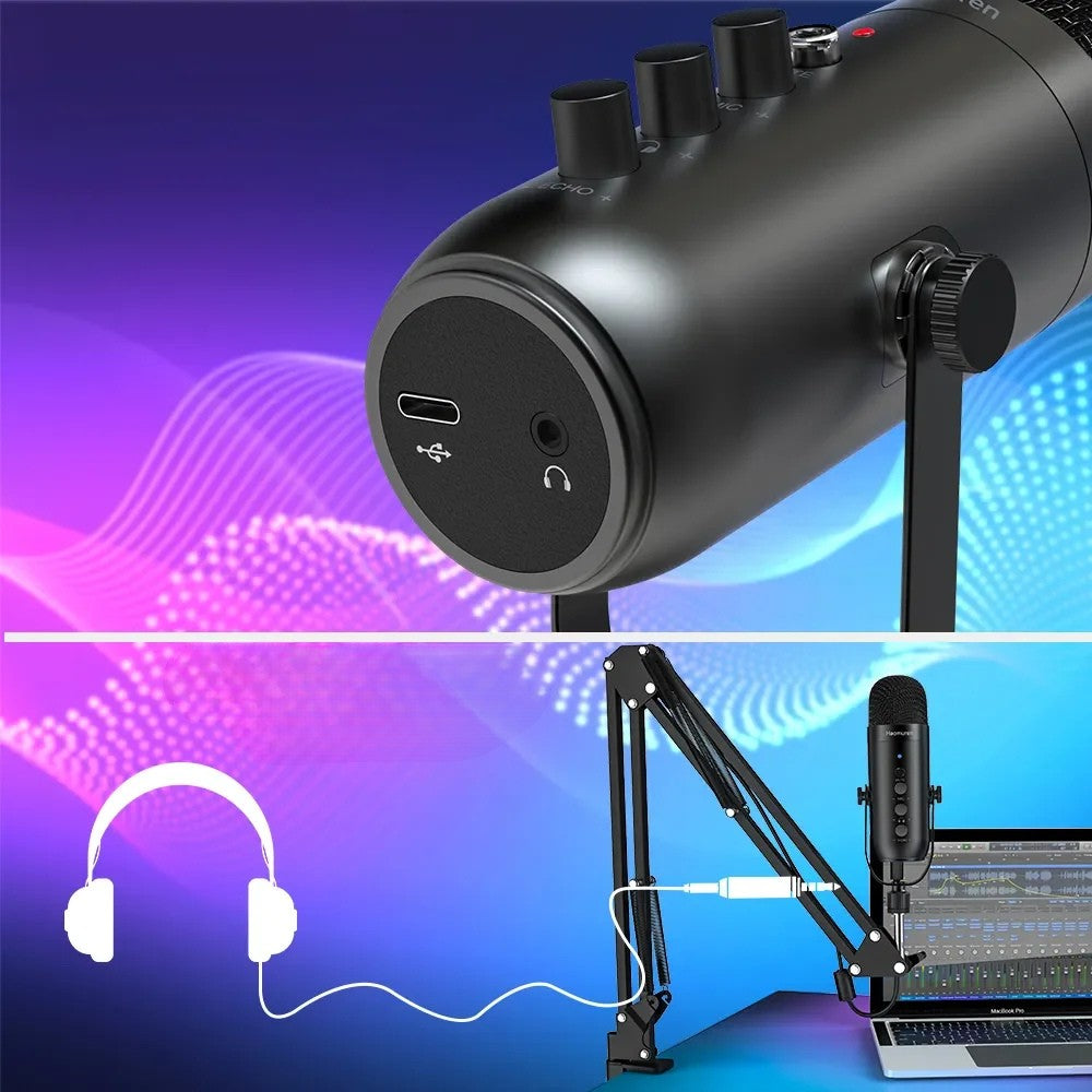 Haomuren Micro USB Avec Bras Articulé | Kit Studio Podcast, Streaming, PC