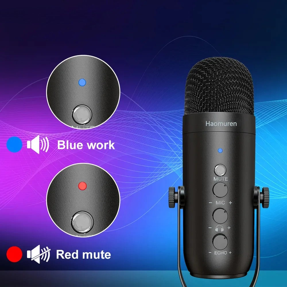 Haomuren Micro USB Avec Bras Articulé | Kit Studio Podcast, Streaming, PC