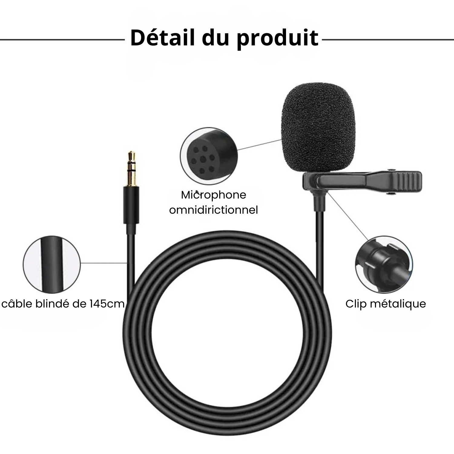 Micro Cravate Lavalier Filaire USB 3.5mm | Smartphone Et PC