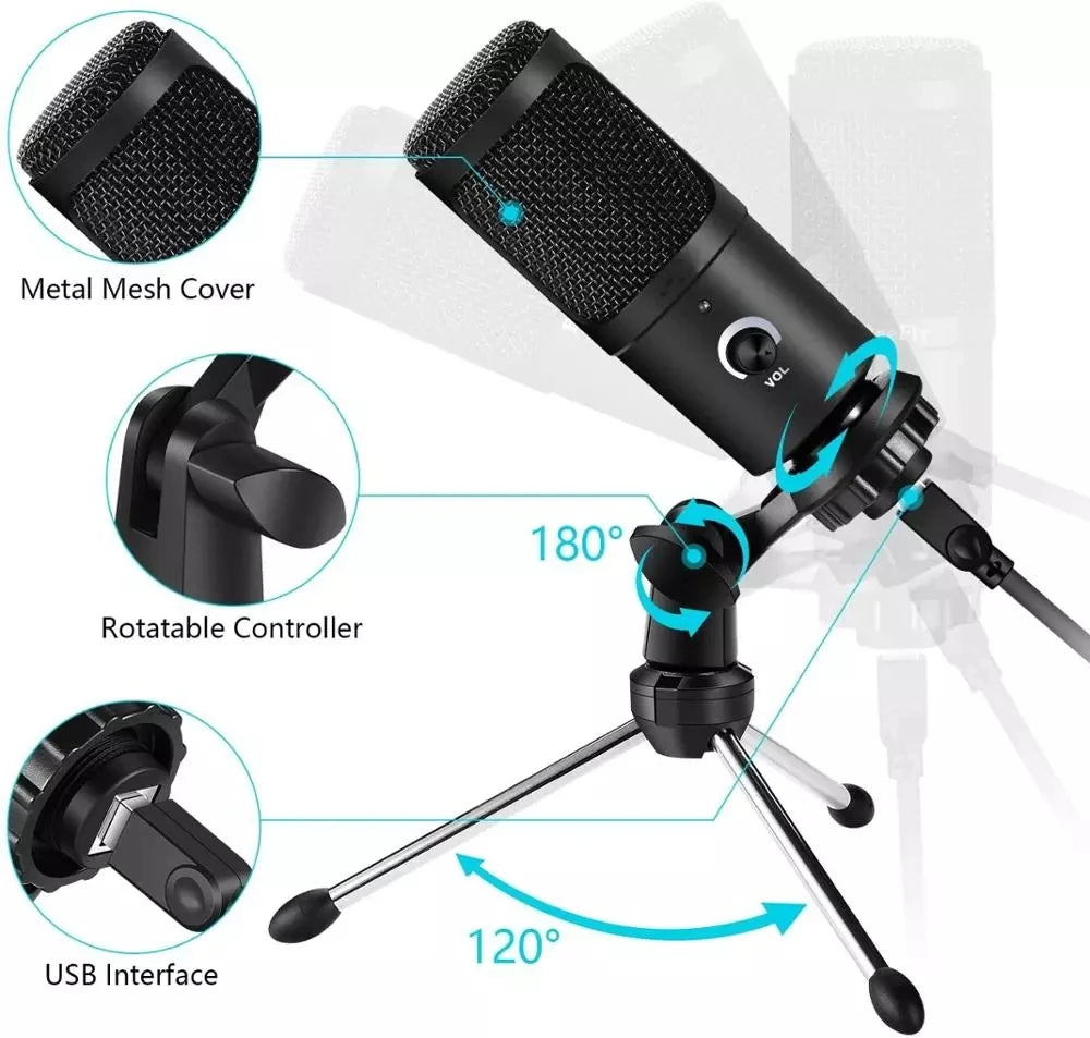 Micro Condensateur Pro USB | Chant, Gaming, YouTube, PC Studio