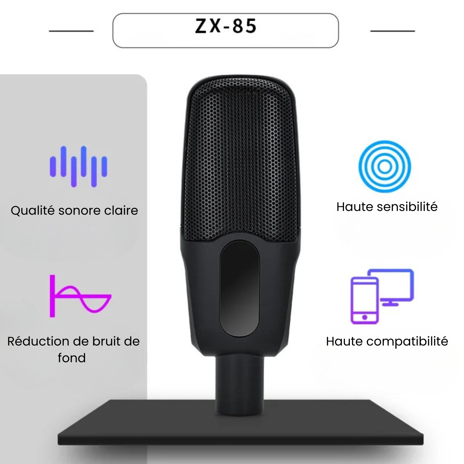 LEEDOAR ZX85 Micro Statique Pro | Chant, Studio, ASMR, Gaming