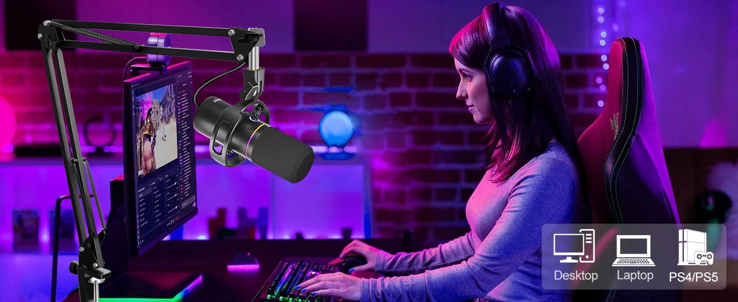 Micro Gamer MAONO | RGB, XLR/USB, Mute, Enregistrement Studio
