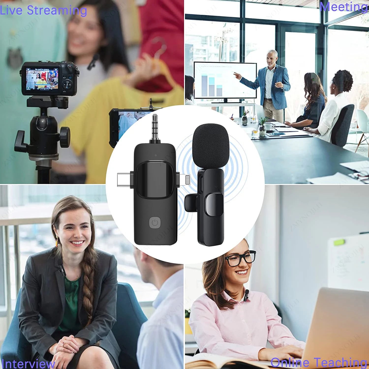 Micro Cravate Professionnel 4-en-1 | Sans Fil, iPhone, Android, 3.5mm