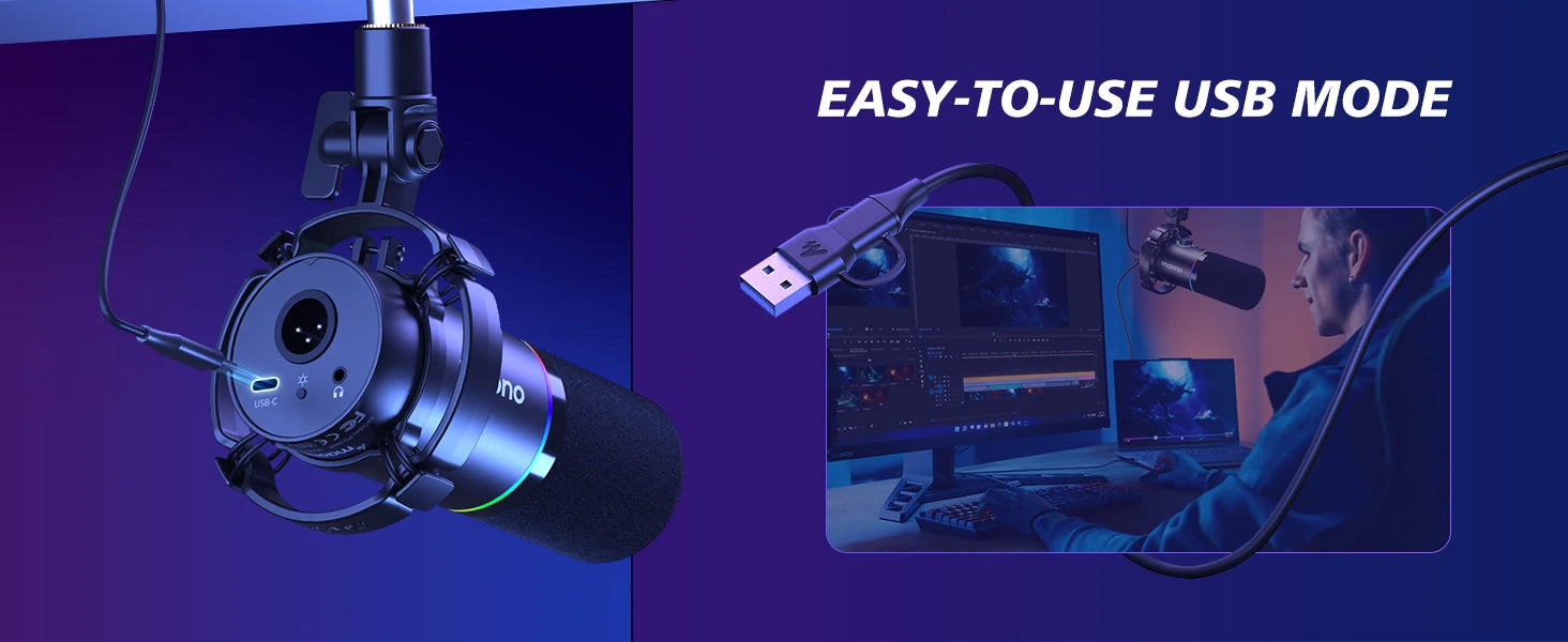 Maono PD200XS Micro Professionnel | XLR/USB, Gain, Podcast Pro