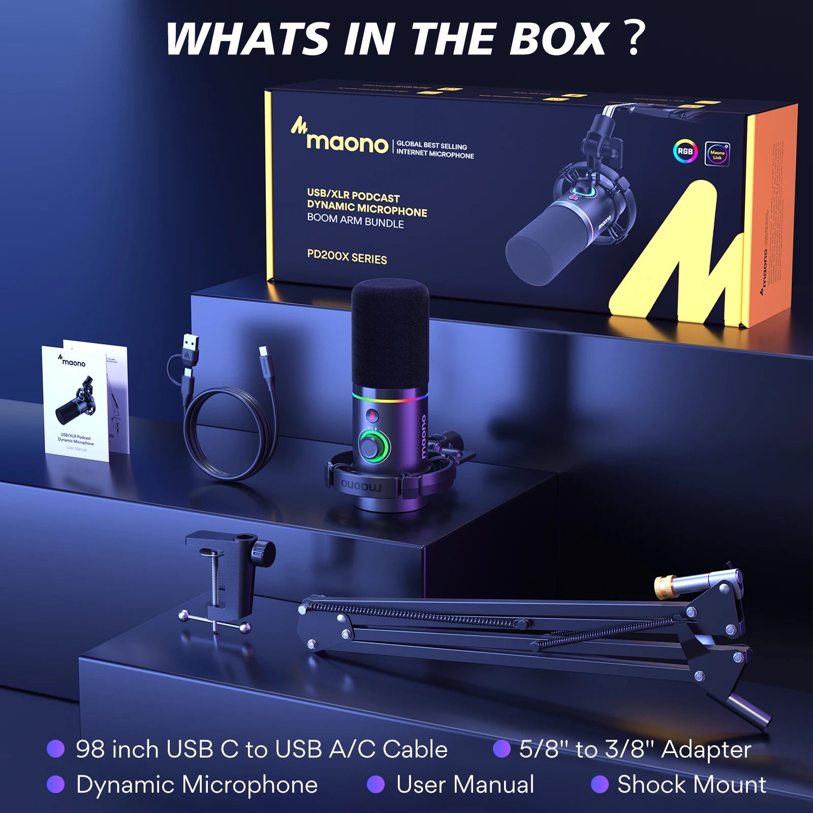 Maono PD200XS Micro Professionnel | XLR/USB, Gain, Podcast Pro