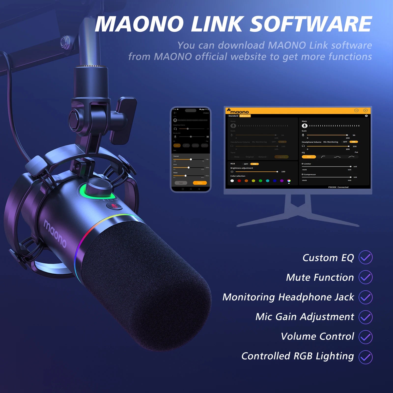 Maono PD200XS Micro Professionnel | XLR/USB, Gain, Podcast Pro