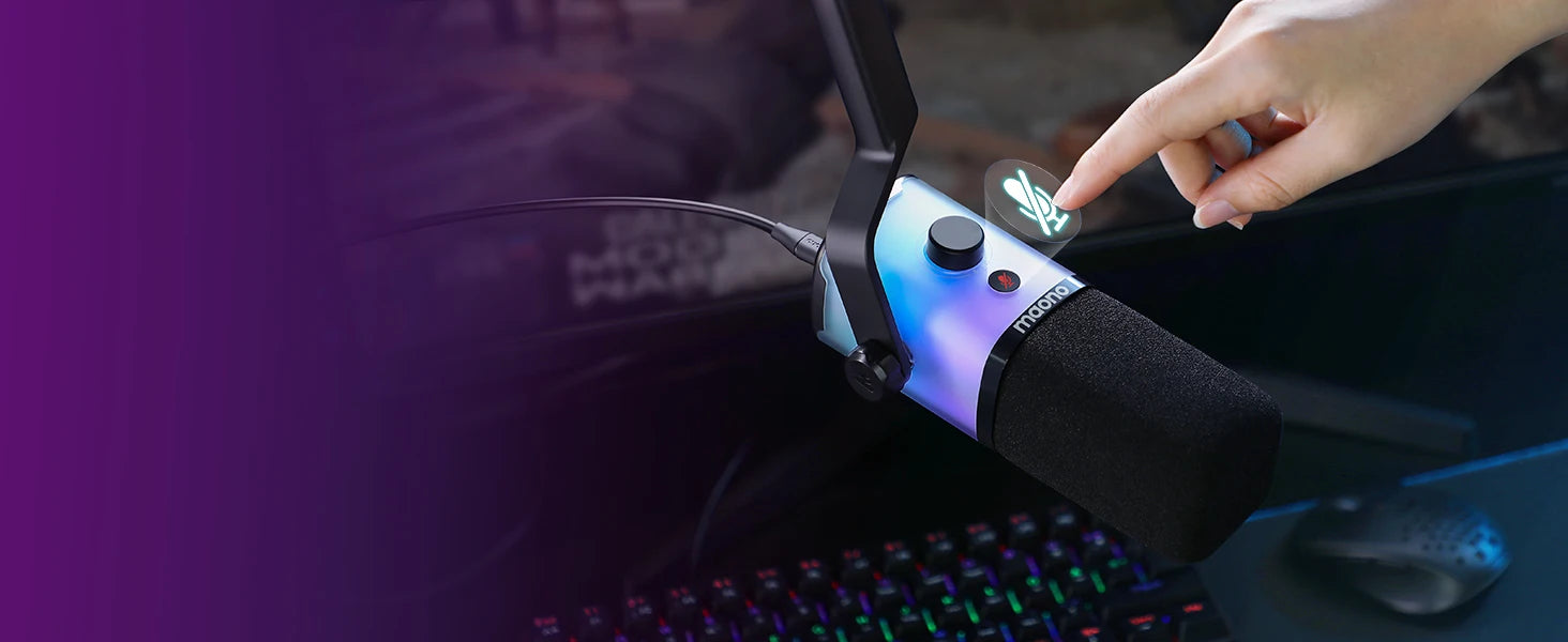 Micro RGB Lumineux Pour Gamer | MAONO PD100X USB/XLR, Mute