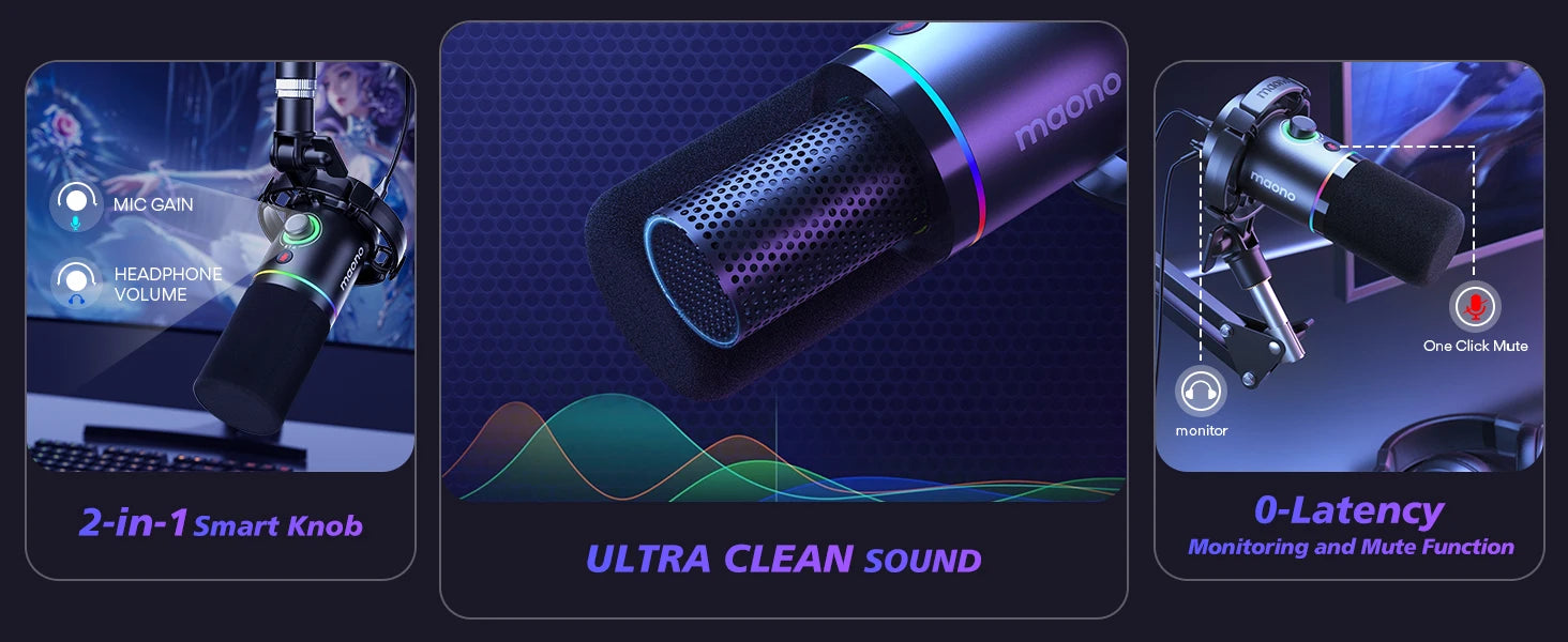Maono PD200XS Micro Professionnel | XLR/USB, Gain, Podcast Pro