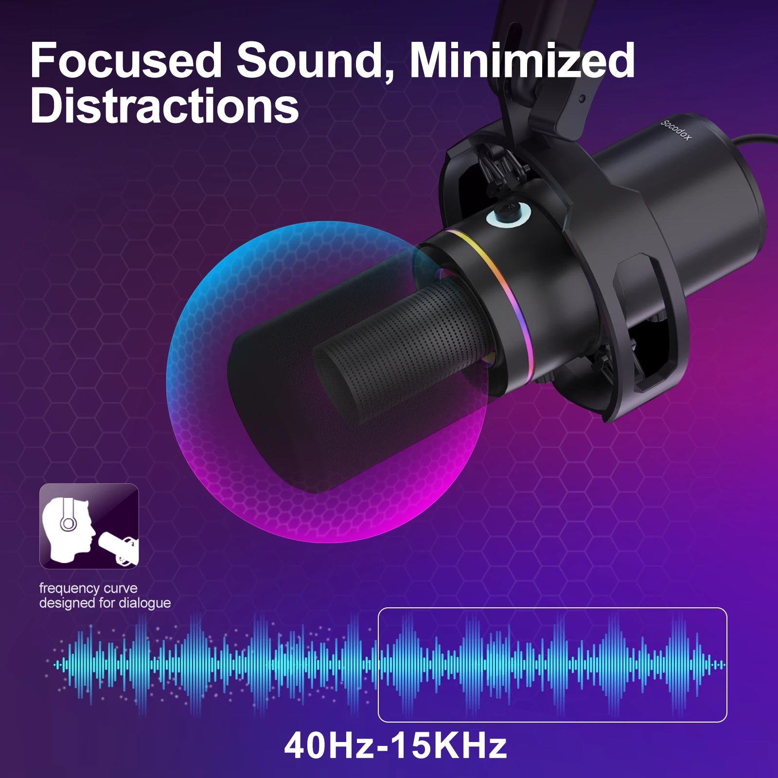 Micro Gamer MAONO | RGB, XLR/USB, Mute, Enregistrement Studio
