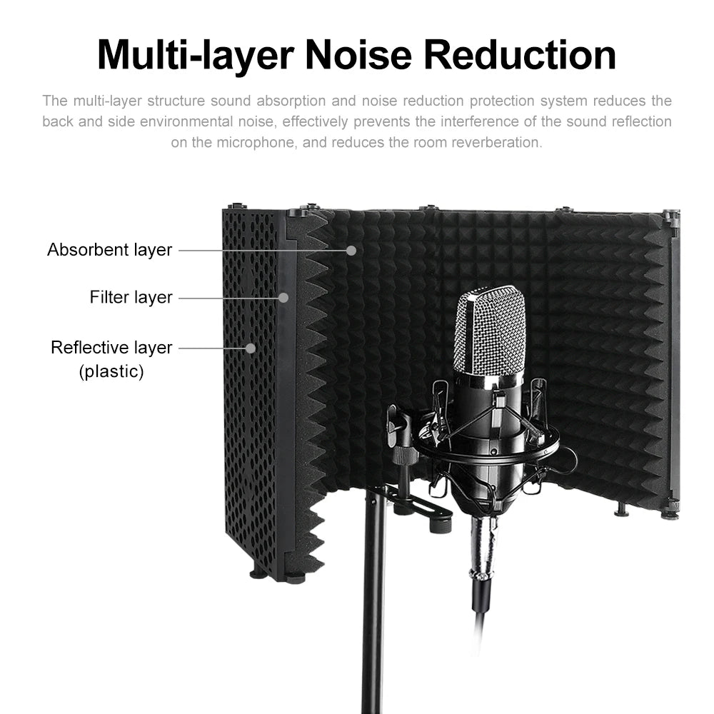 Bouclier Isolation Anti-Bruit Micro Studio | 3/5 Volets Pliable