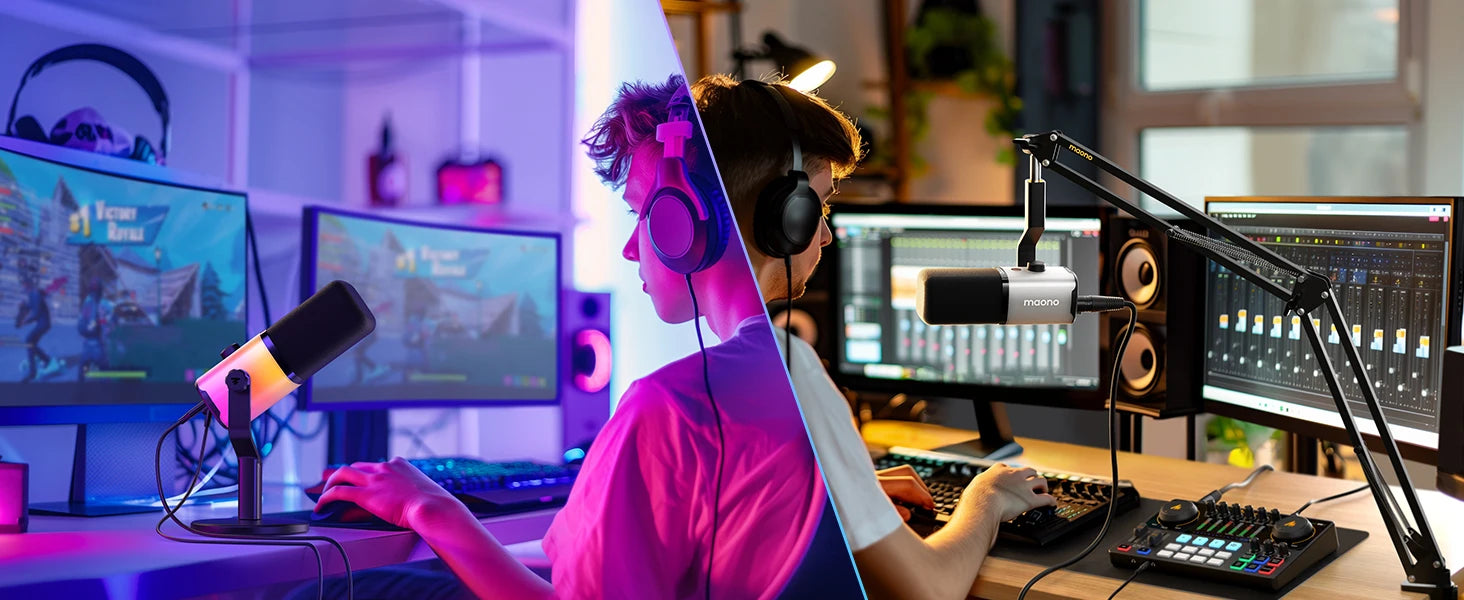 Micro RGB Lumineux Pour Gamer | MAONO PD100X USB/XLR, Mute