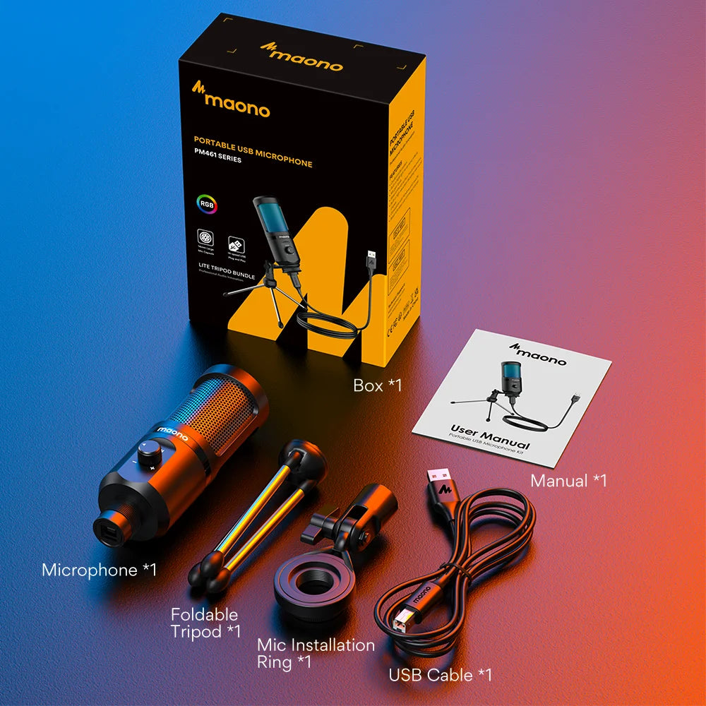 MAONO Micro Gaming Filaire | Enregistrement, Podcast, RGB, PM461TR