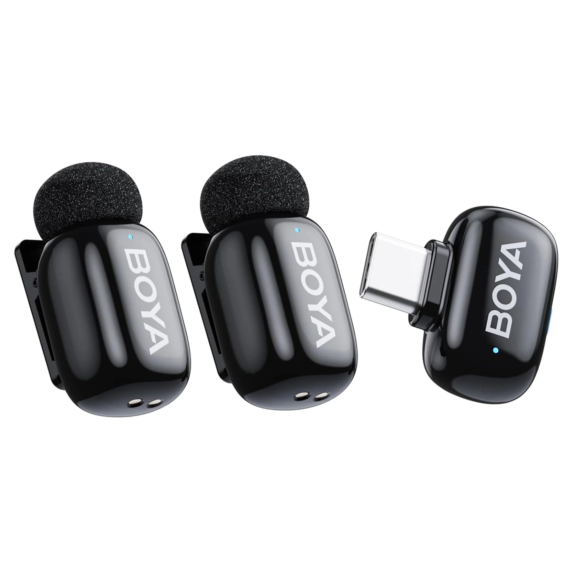 Micro cravate professionnel sans fil BOYA compatible iPhone 15 et 16 avec réduction de bruit
