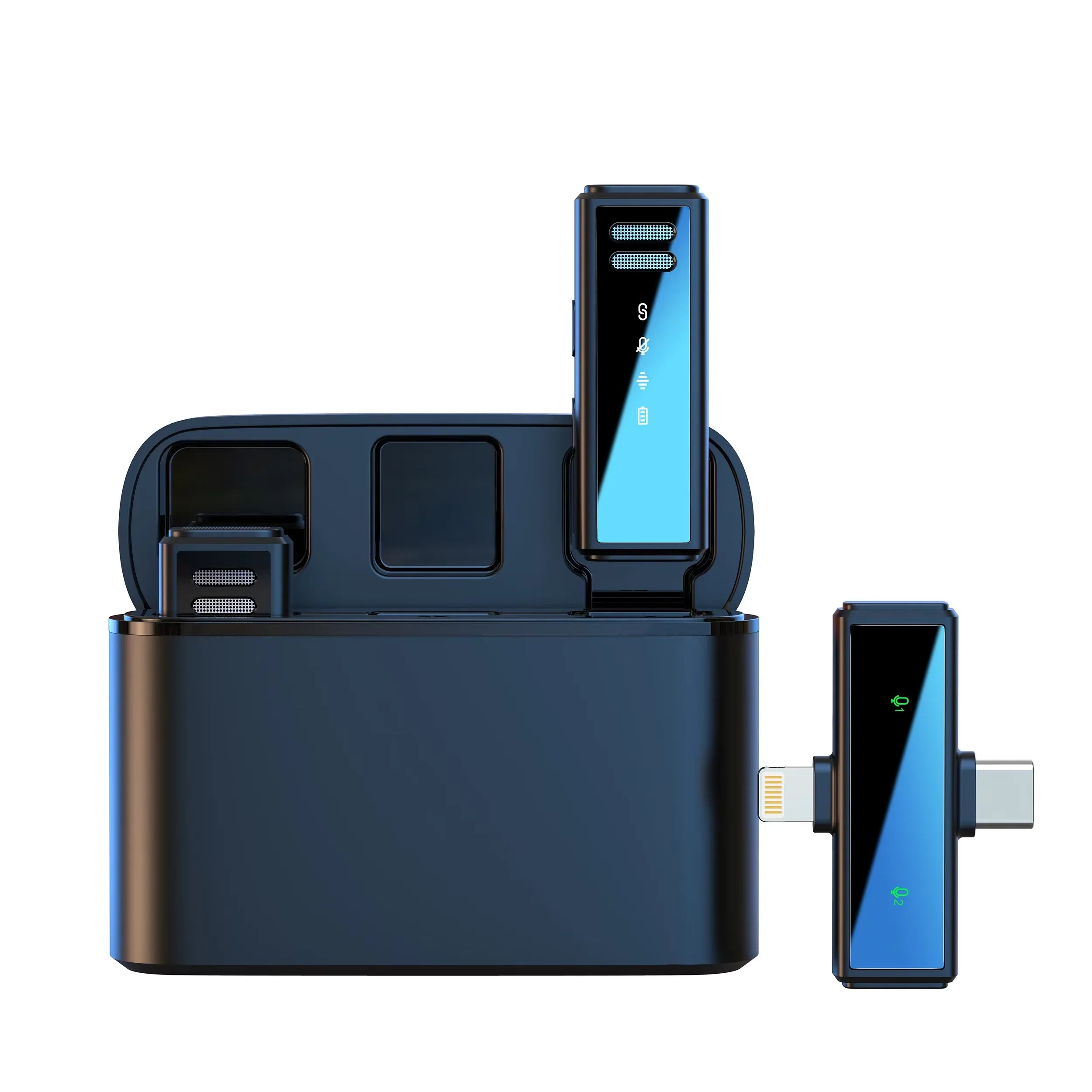 Micro cravate sans fil FIFAR compatible iPhone, Android et PC avec boîte de charge pour enregistrement clair en déplacement