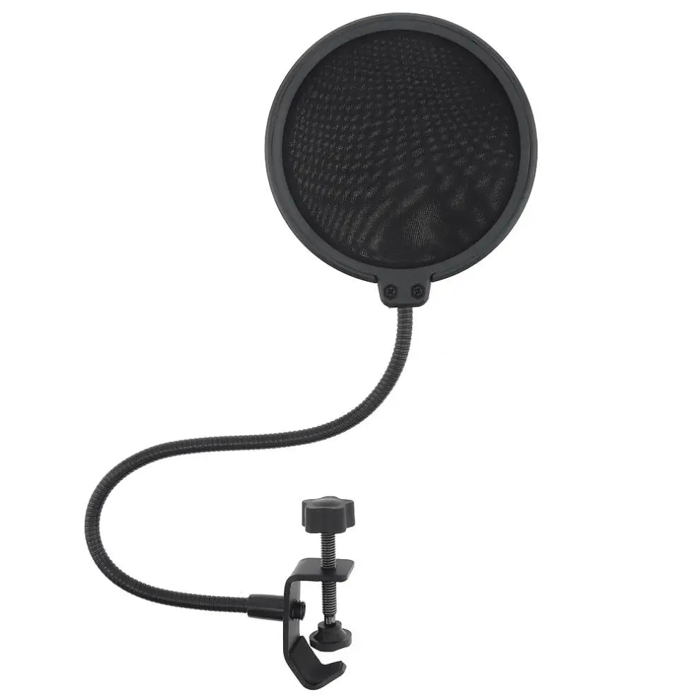 Filtre anti-pop de studio à double couche flexible pour une meilleure qualité d'enregistrement vocal.