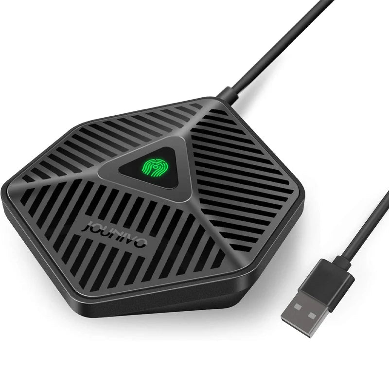 Micro de conférence USB omnidirectionnel JOUNIVO pour PC et bureau, idéal pour les appels professionnels et visioconférences.