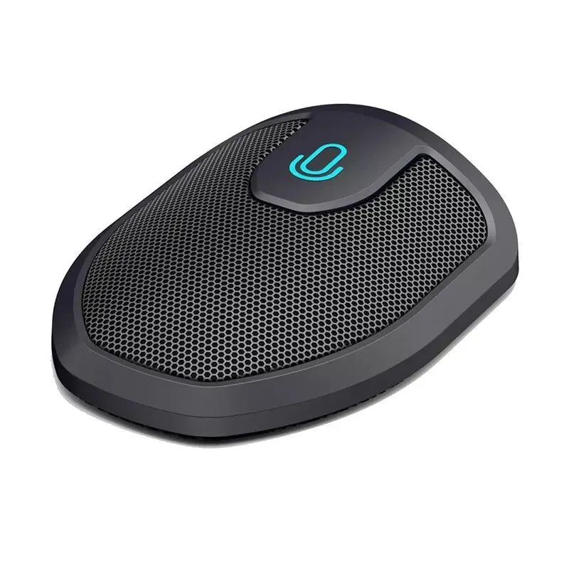 Micro de conférence professionnel USB omnidirectionnel avec bouton mute, compatible PC et Mac, idéal pour les réunions en ligne.
