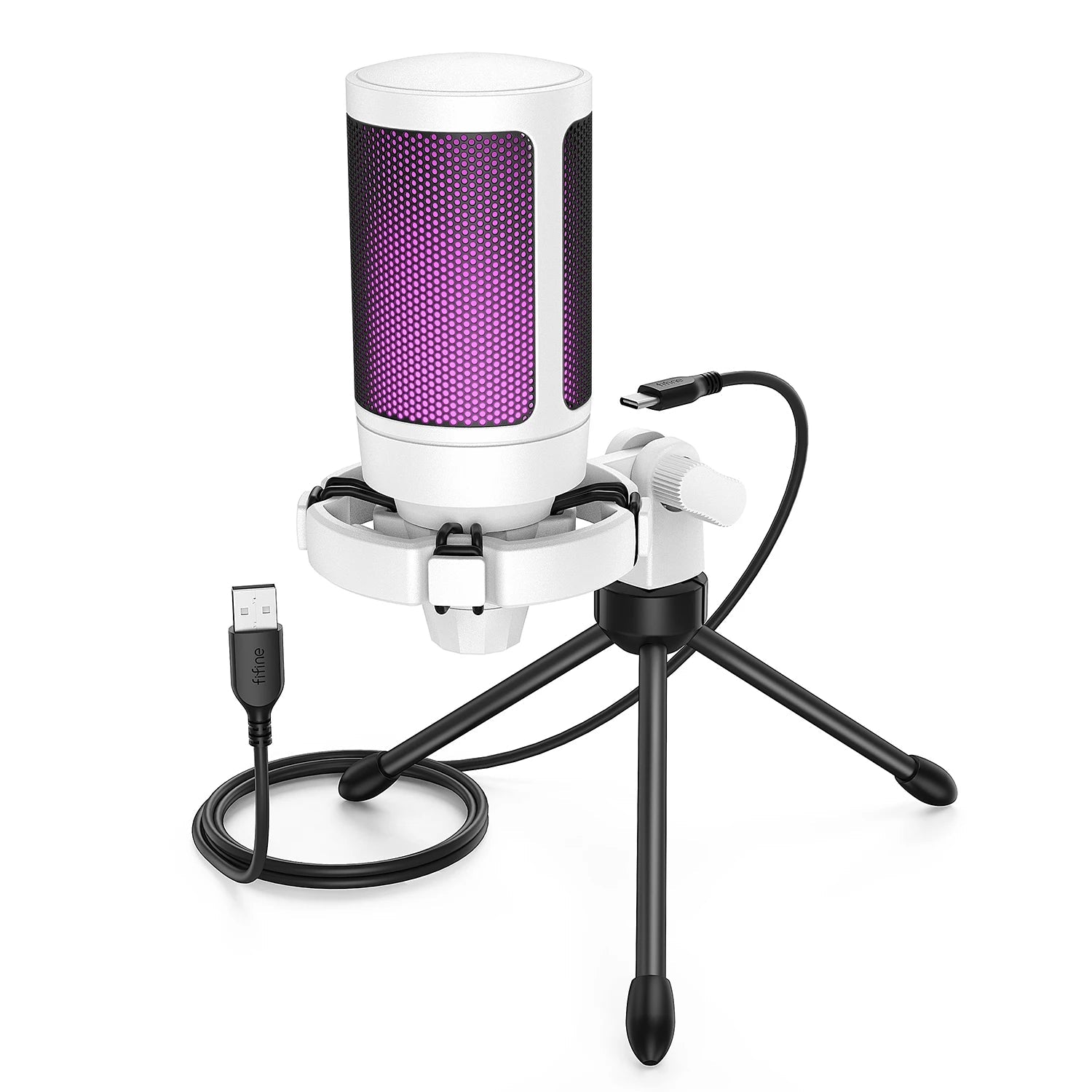 Micro gaming USB AmpliGame A2W sur pied, compatible PC et PS5 – idéal pour le streaming et le chat vocal
