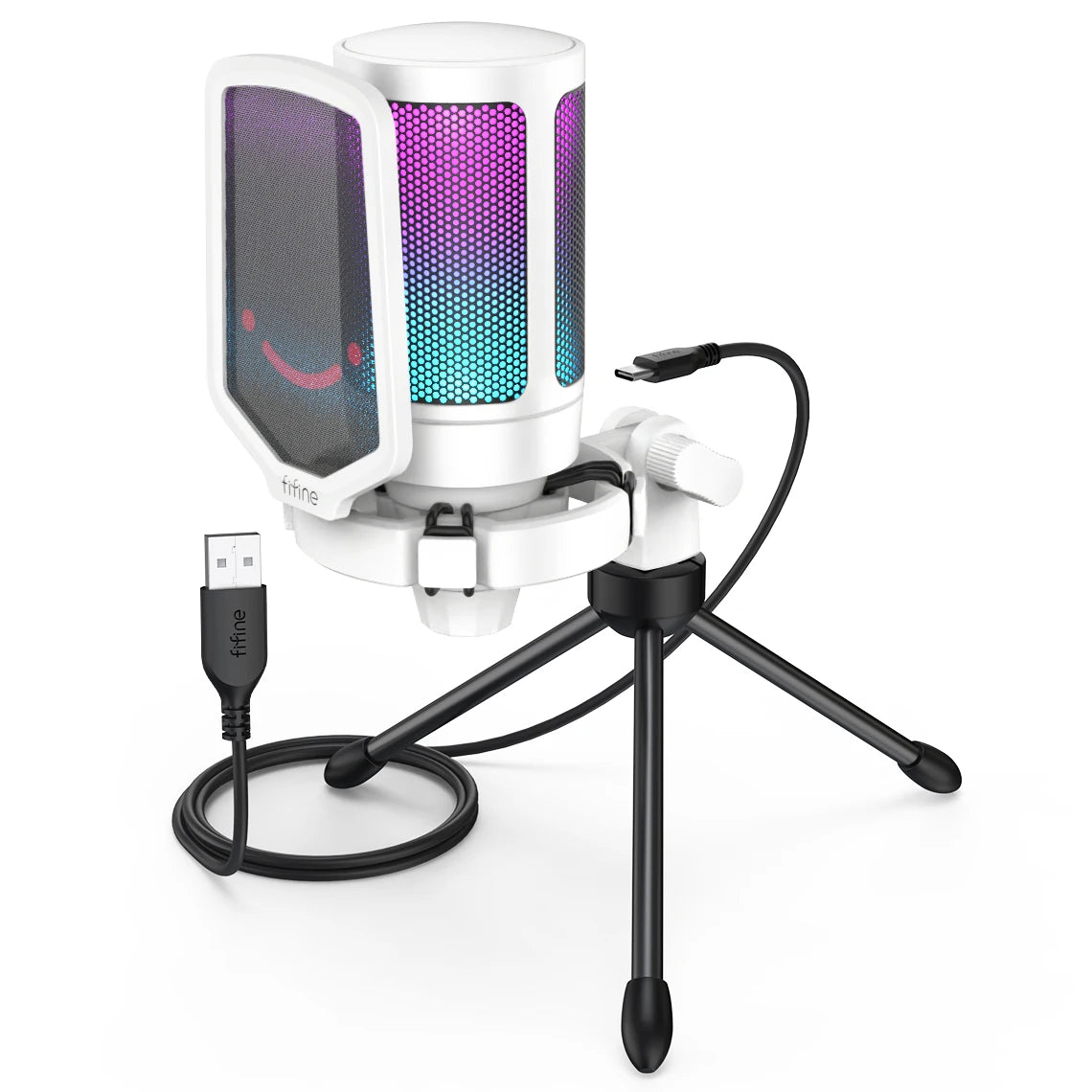 Micro gaming FIFINE sur pied avec connexion USB, compatible PC et Mac – parfait pour le streaming et le jeu
