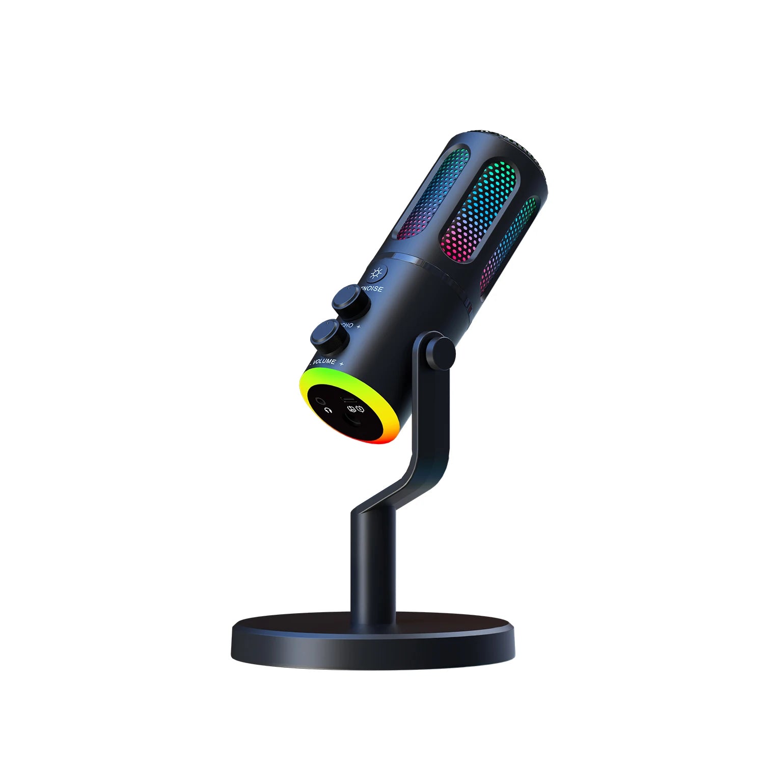 Micro gaming USB sur pied avec éclairage RGB pour PC.