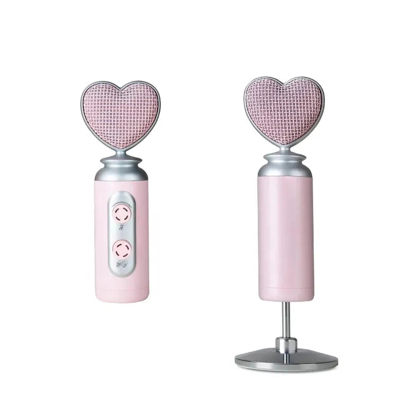 Micro rose en forme de cœur avec réduction de bruit, compatible smartphone pour enregistrement, live ou appel clair