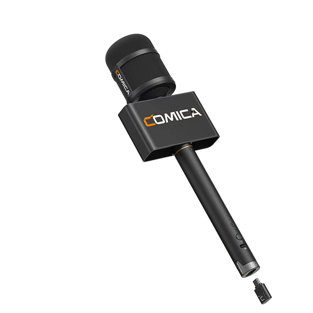 Image du kit de micro sans fil Comica Revo S 48kHz, idéal pour les interviews en extérieur et les tournages vidéo avec un smartphone.