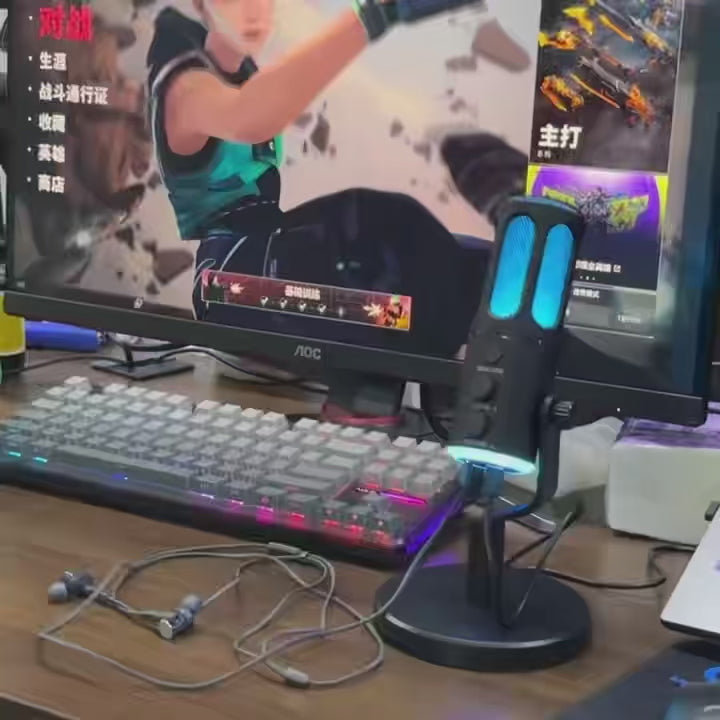Micro Gaming Sur Pied USB RGB – Pour PC, Streaming, Podcast Et Live